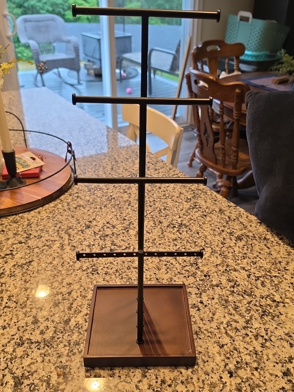 Brown Metal and Wood Jewelry Stand - Home Dining Display